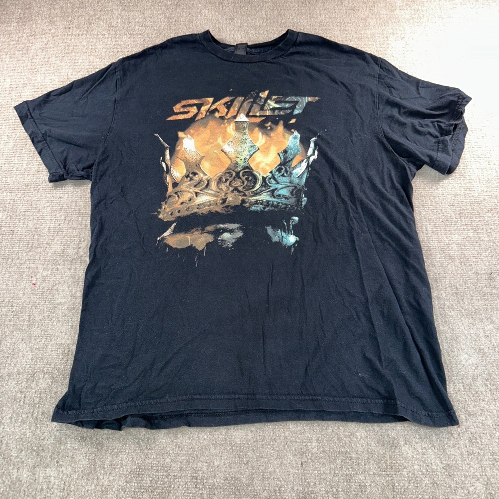 Skillet Band Graphic T-Shirt Mens Large Black Crown Fire Rock Music Tee Gildan‎